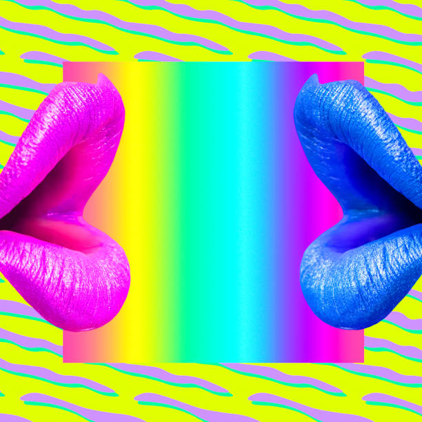 istock Contemporary minimal pop surrealism collage art. Sensual lips. LGBTQ concept 1344289621