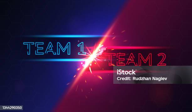 Colorful Banner With Team 1 Versus Team 2 Battle On Red And Blue Background  Stock Illustration - Download Image Now - iStock