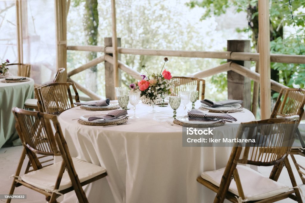 Rustic Event Table Design Example Of A Rustic Table For An Event Minimalist Concept Stock Photo ...