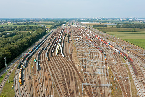 Aerial from shunting yard Kijfhoek, the biggest in the Netherlands