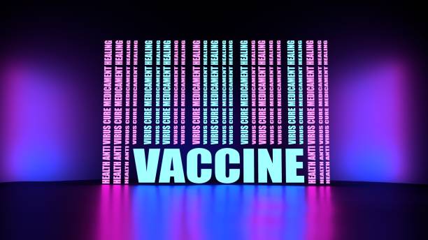 testo del vaccino e codice a barre. lucentezza al neon - bar code medicine healthcare and medicine label foto e immagini stock