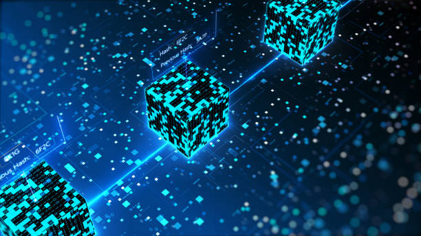 Abstract blockchain technology concept. Internet security. Isometric digital cube connection background. Abstract blockchain technology concept. Internet security. Isometric digital cube connection background. blockchain stock pictures, royalty-free photos & images