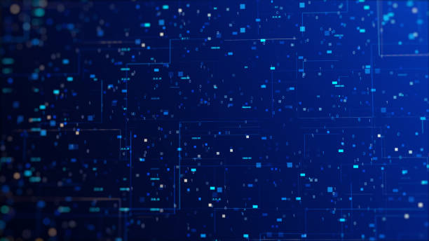 istock Numbers 01 square fractions and small colored lines with dark blue background. concept technology digital big data abstract internet network. 1344292291