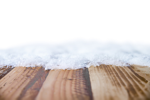 Snow on Wooden Table