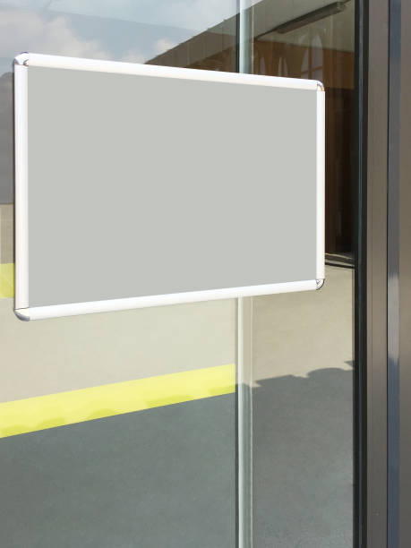 istock Blank information or advertising billboard placard (Clipping Path) in the store window 1344303748