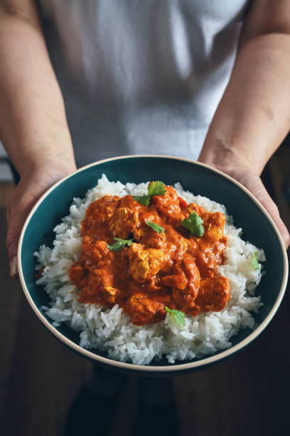 istock Indian Chicken Curry with Naan Bread and Poppadum 1344307344