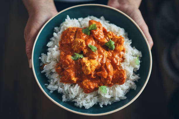 Indian Chicken Curry with Naan Bread and Poppadum