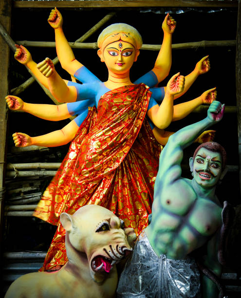 istock Goddess Durga Face in Happy Durga Puja Subh Navratri Maa background 1344307631