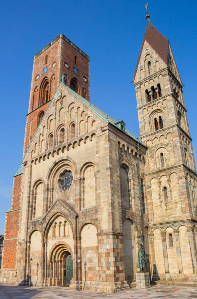 Front towers of the historic cathedral in Ribe Front towers of the historic cathedral in Ribe, Denmark ribe town photos stock pictures, royalty-free photos & images