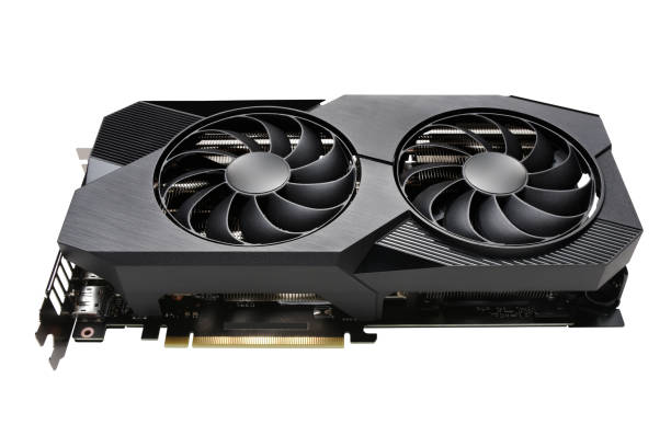 istock Graphic video card CPU. (Clipping Path) Computer graphics card. Cryptocurrency mining equipment on the white background 1344311646