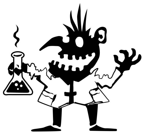 illustrations, cliparts, dessins animés et icônes de halloween monster silhouette, docteur fou - scientist bizarre halloween mad scientist