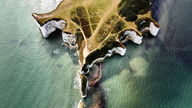 Old Harry Rocks Aerial view of Old Harry Rocks old harry rocks stock pictures, royalty-free photos & images