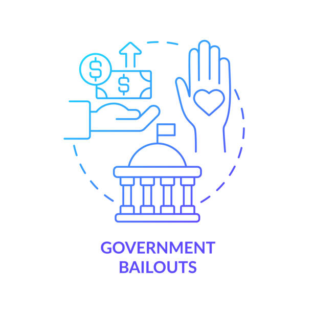 Government financial help concept icon Government financial help concept icon. Bankruptcy preventive measures. Financial bailouts from government abstract idea thin line illustration. Vector isolated outline color drawing government funding stock illustrations