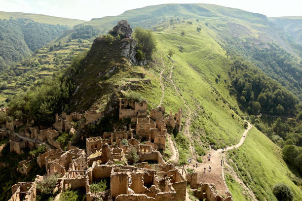 istock Abandoned mountain village Gamsutl, Dagestan. 1344315575