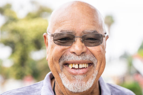 A senior black man outdoors