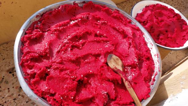 istock Making tomato paste.  Homemade tomato paste kept in the sun in autumn 1344317909