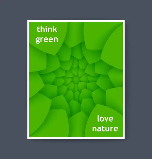 Vector illustration of Ready poster on the theme of the ecology of the planet. Think green. Love nature. Vector template