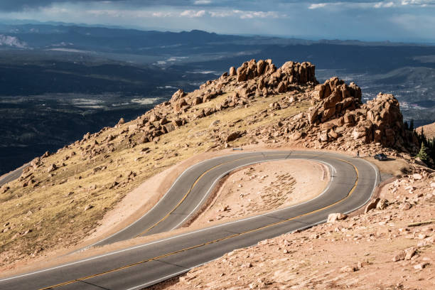 istock Pikes Peak mountain range in Colorado in the fall on a cloudy day. 1344322456