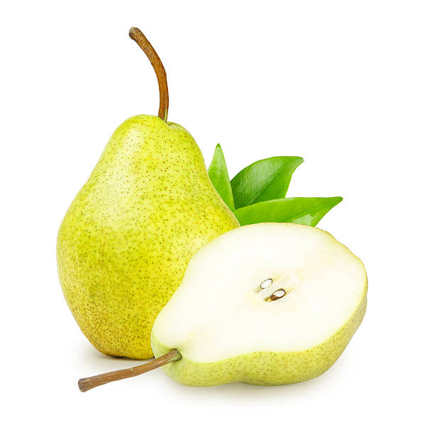 istock Pear with green leaves 134432696