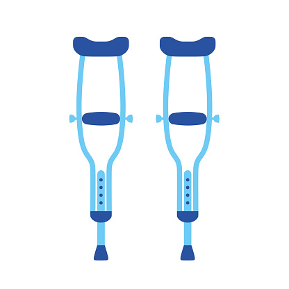 Crutches isolated flat vector icon, trauma rehabilitation.