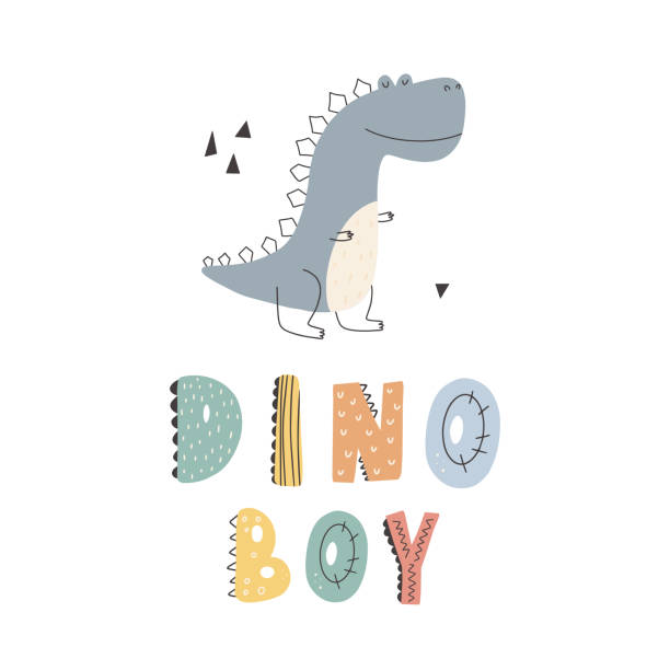 istock Cute dinosaur with lettering Dino boy slogan graphic with funny dinosaur cartoons. 1344329372