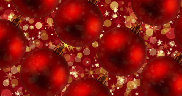 istock Christmas red background with beautiful Christmas balls 1344330814