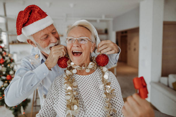 Senior couple preparing for Christmas