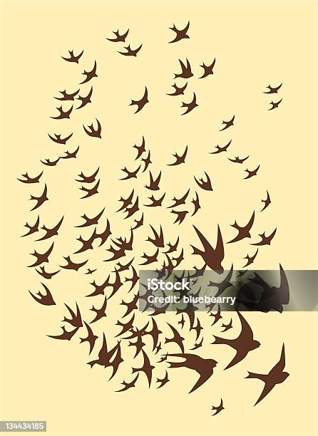 Flock Of Swallow Stock Illustration - Download Image Now - Bird, Swallow - Bird, Flying