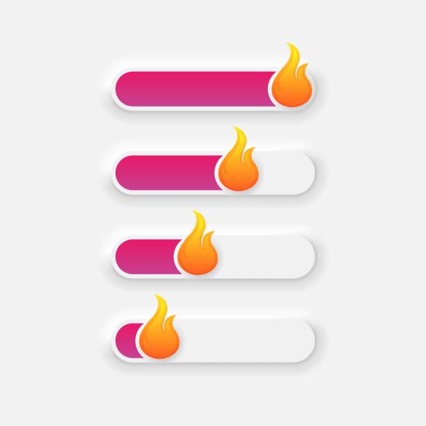 ilustrações, clipart, desenhos animados e ícones de controle deslizante de mídia social de fogo em ícones vetores de estilo neumórfico. símbolos de feedback. vetor eps 10 - fire button