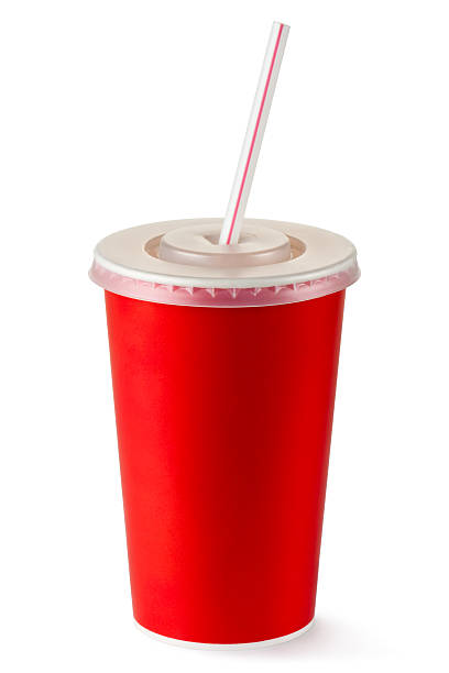 istock Red disposable cup for beverages with straw 134434456