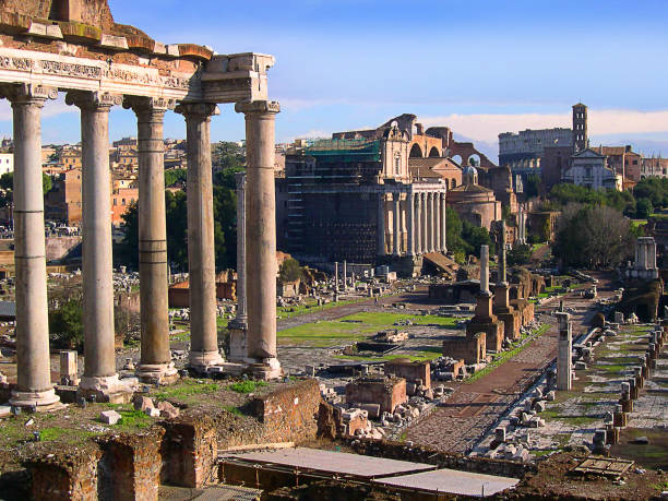 the ancient roman forum and the palatine hill in rome italy - forum romanum bildbanksfoton och bilder