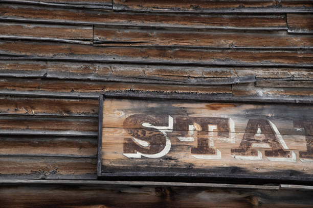 istock Old antique wood building exterior 1344347592