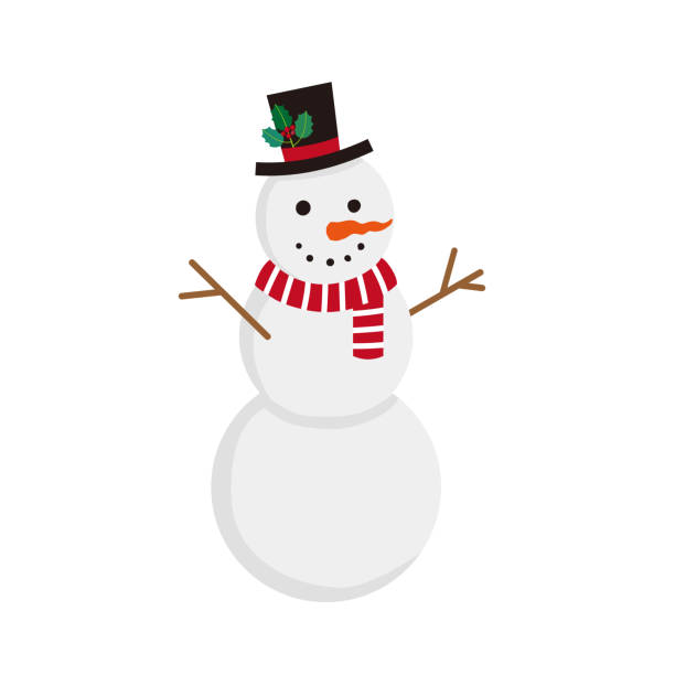 ilustrações, clipart, desenhos animados e ícones de uma simples ilustração de um boneco de neve usando uma cartola - snowman