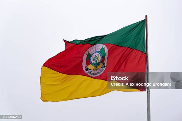 Flag Of The State Of Rio Grande Do Sul In Brazil Ragamuffin Flag Stock Photo - Download Image Now