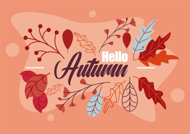 Autumn concept - Hello holiday, orange banner autumn illustration, holiday orange banner concept thanksgiving live wallpaper stock illustrations