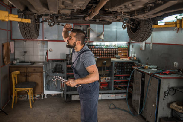 istock Mechanic using tool to change the wheel on a car 1344359857