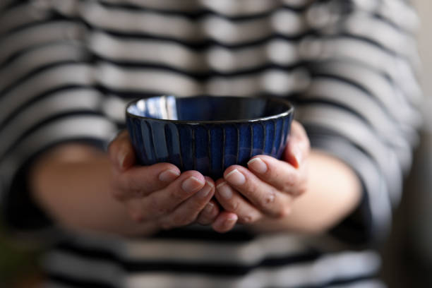 Two vinrant blue empty Mallorquin ceramic bowls as a mockup for your food. Part of a series.