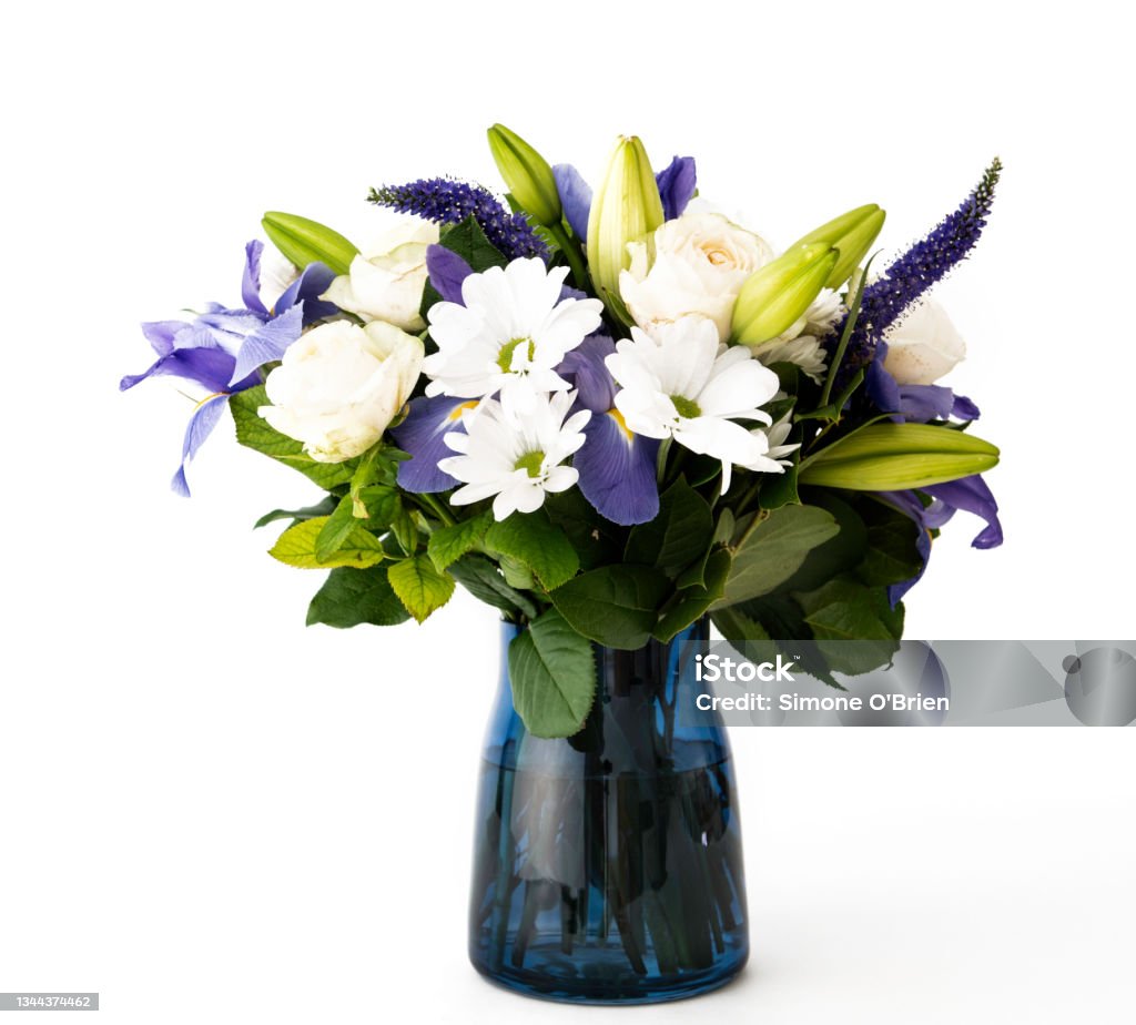 Funeral Bouquet Purple White Flowers Sympathy And Condolence