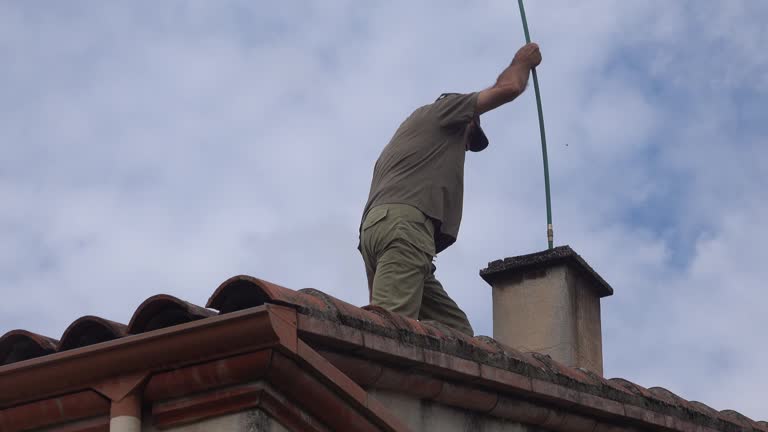 Roof work to clean the chimney.