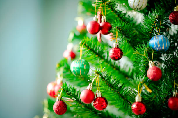 istock Beautifully Christmas Decorated bokeh background Home Interior With A Christmas Tree 1344376207