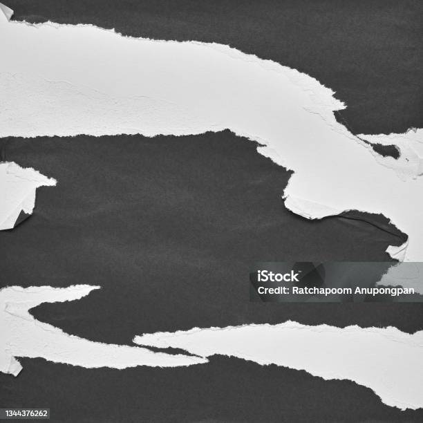 Black And White Torn Paper Collage Style Ripped Paper Effect Texture Abstract Background Copy Space For Text Stock Photo - Download Image Now
