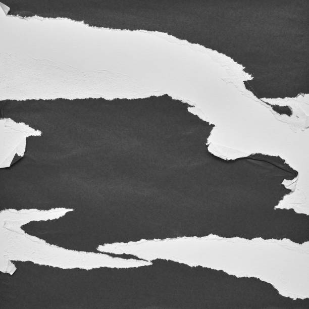 черно-белый стиль коллажа из разорванной бумаги, эффект рваной бумаги, текстурный абстрактный фон, пространство для копирования текста. - cut or torn paper tearing torn paper стоковые фото и изображения