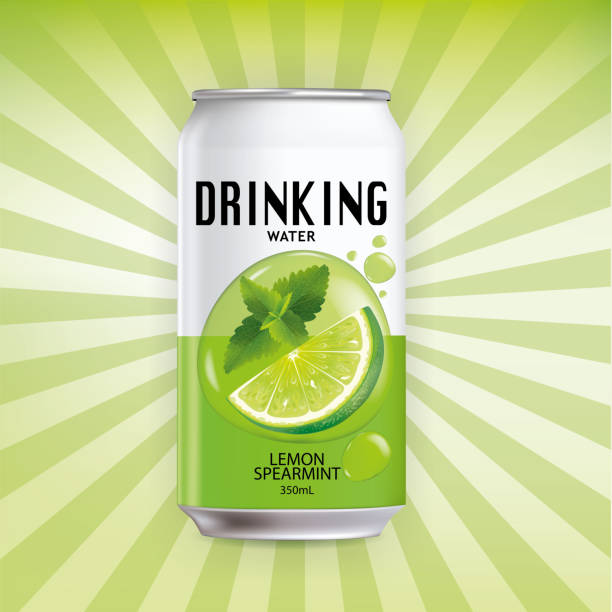 stockillustraties, clipart, cartoons en iconen met lime-mint soda in a can on the background graphics - alcoholvrije drank