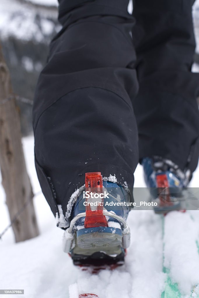 Cross-Country-Telemark Skifahrer Skitouren in den Bergen - Lizenzfrei Blockhütte Stock-Foto