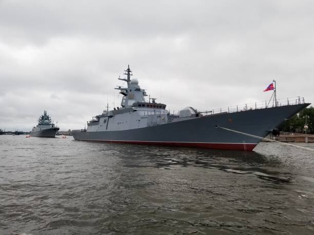 istock Russian warship on the Neva River 1344381492