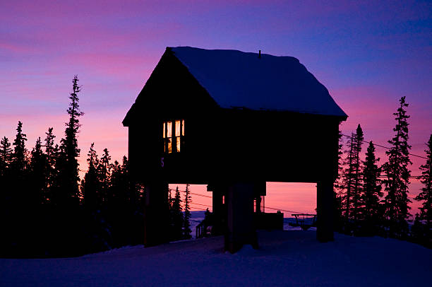 istock Alpine Lift Shack at Sunset with Dramatic Pink Sky 134438213