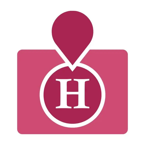 Vector illustration of Helipad, helipad parking, heliport, location pin, location pointer icon
