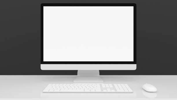 istock Mock up  monitor on black background. 1344386846