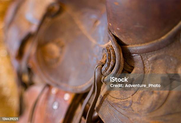 Leather Western Horse Saddle Closeup Detail Stock Photo - Download Image Now - Saddle, Macrophotography, Leather