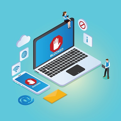 Internet Block Forbidden Blocked Internet Access 3d Isometric Stock Illustration - Download ...